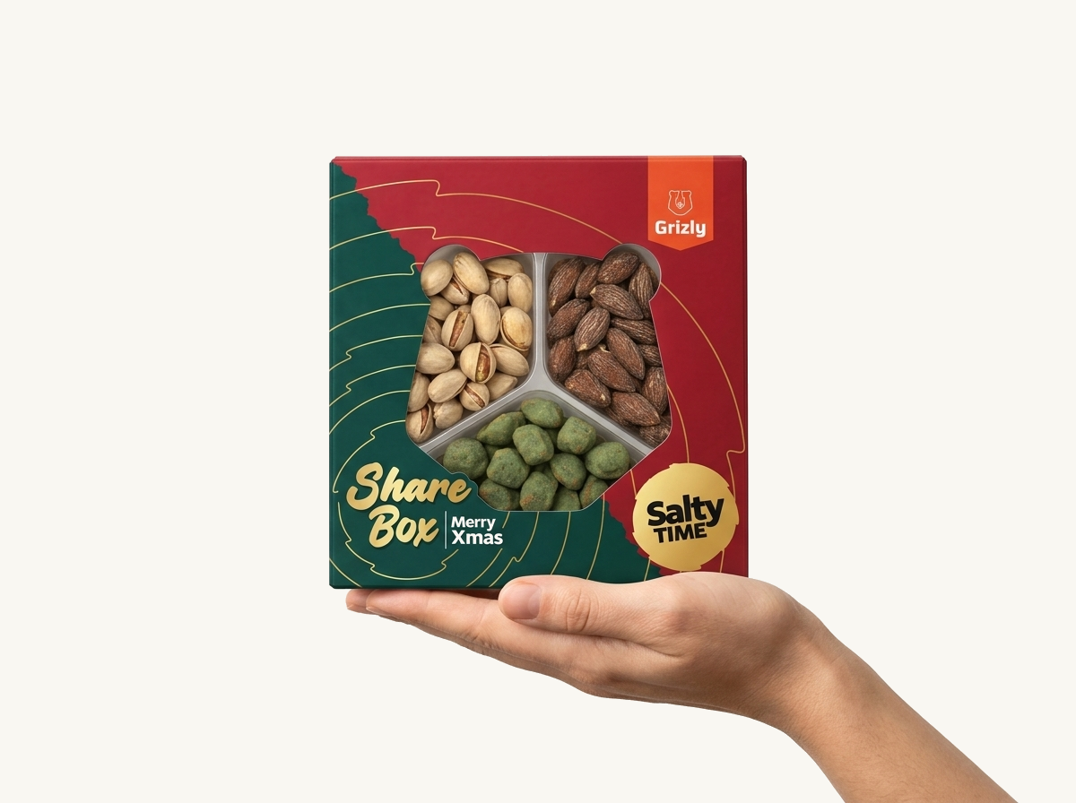 slaný share box v ruce