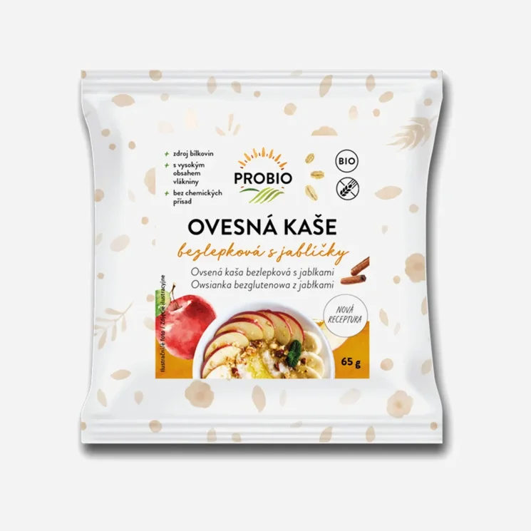 Bezlepková kaše s jablíčkem a skořicí BIO