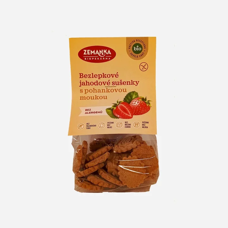 Bezlepkové jahodové sušenky s pohankovou moukou BIO 5 x 100 g