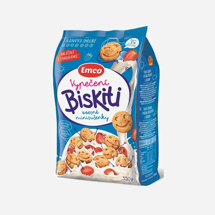 Biskiti mléční s jahodami