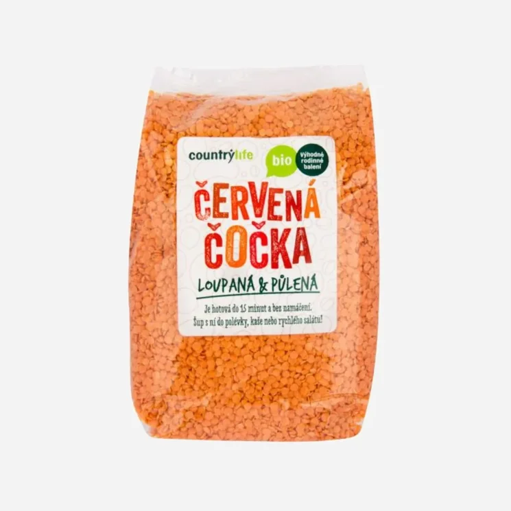 Countrylife Čočka červená půlená BIO 1 kg 6 x 1000 g