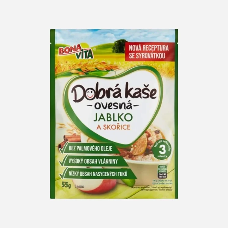 Dobrá kaše ovesná s jablky a skořicí