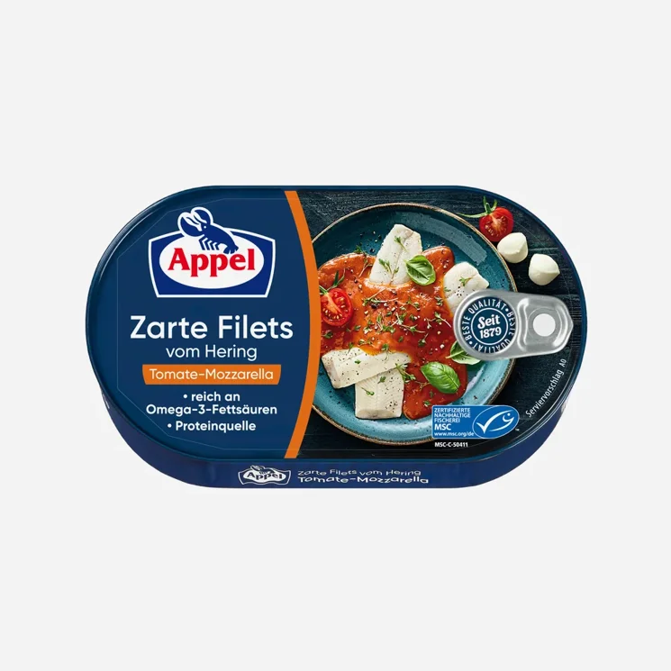 Filety sleďové v rajčatovo - mozzarelové omáčce