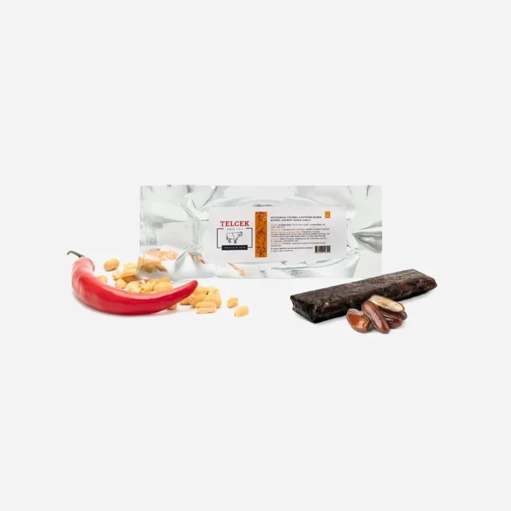 Hovězí proteinová tyčinka s arašídy, datlemi a chilli