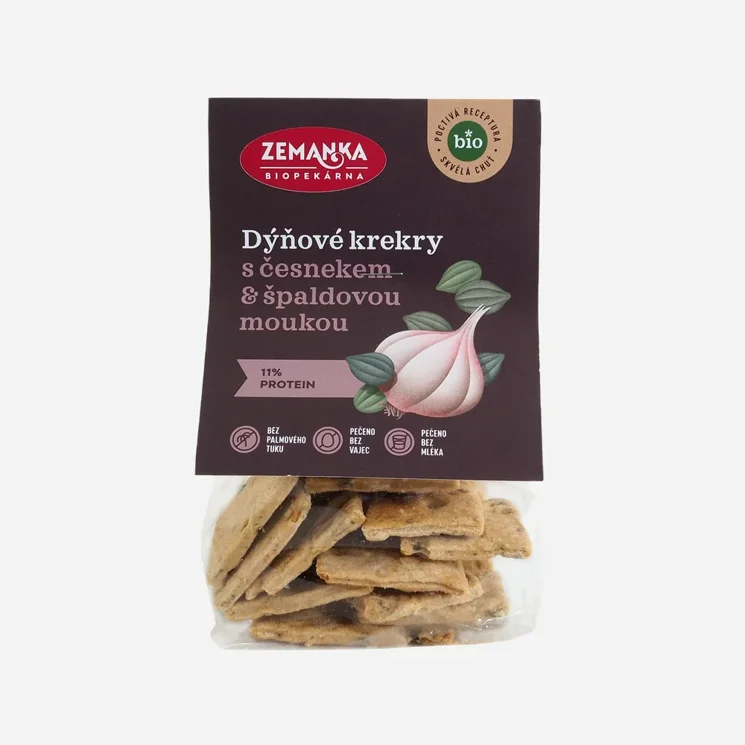 Krekry s dýňovým semínkem a česnekem BIO