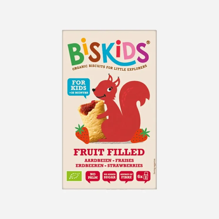 Měkké dětské sušenky s jahodovým pyré bez přidaného cukru BIO