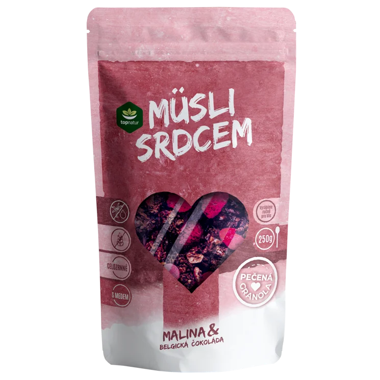 Müsli srdcem malina a čokoláda