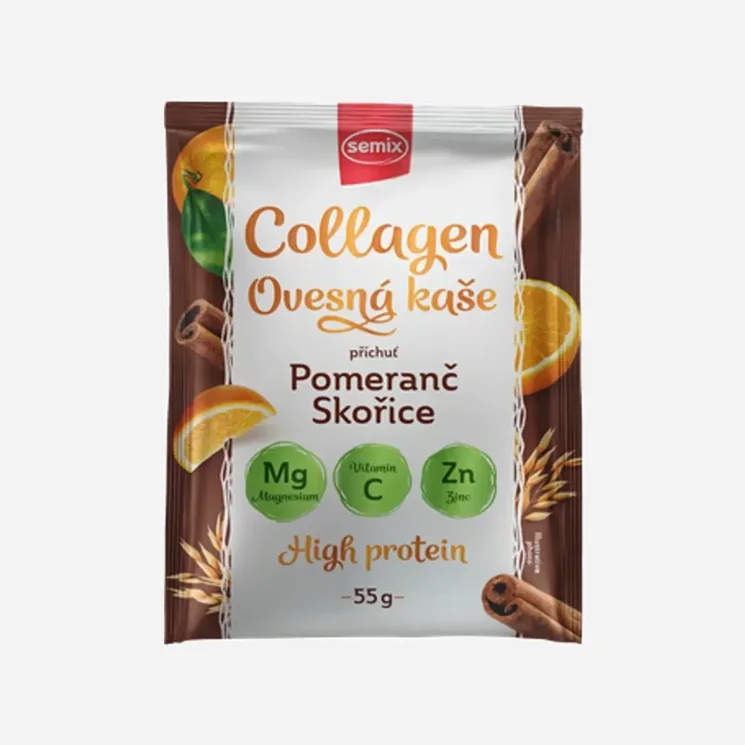 Ovesná kaše s kolagenem, s pomerančem a skořicí se sladidlem