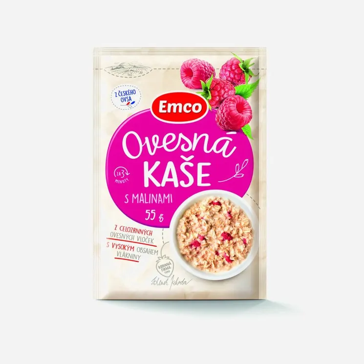 Ovesná kaše s malinami
