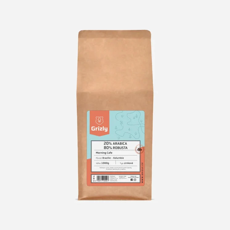 Pražená zrnková káva 20/80 Morning Coffee 6 x 1000 g