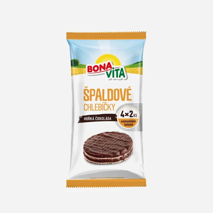 Špaldové chlebíčky hořká čokoláda 4 x 2 ks